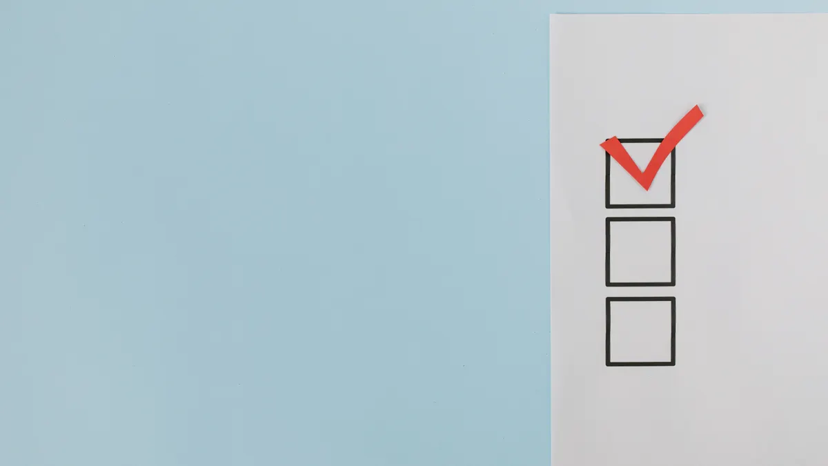 simple checklist with one red checkmark